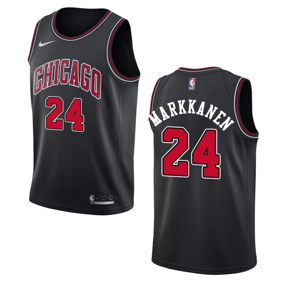 Men's Chicago Bulls #24 Lauri Markkanen Statement Swingman Jersey - Black
