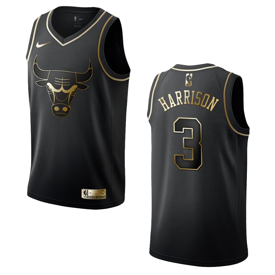 Men’s Chicago Bulls #3 Shaquille Harrison Golden Edition Jersey – Black