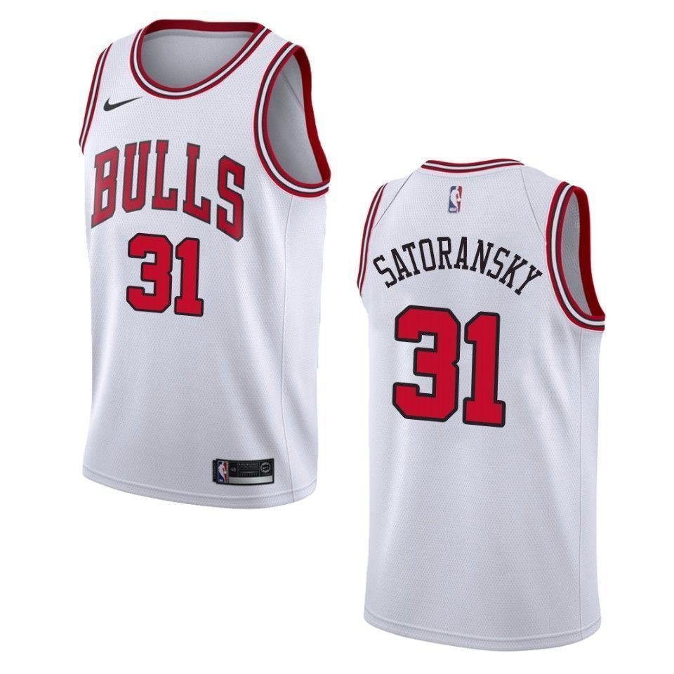 Men's Chicago Bulls 31 Tomas Satoransky Association Swingman Jersey - White - JS976 