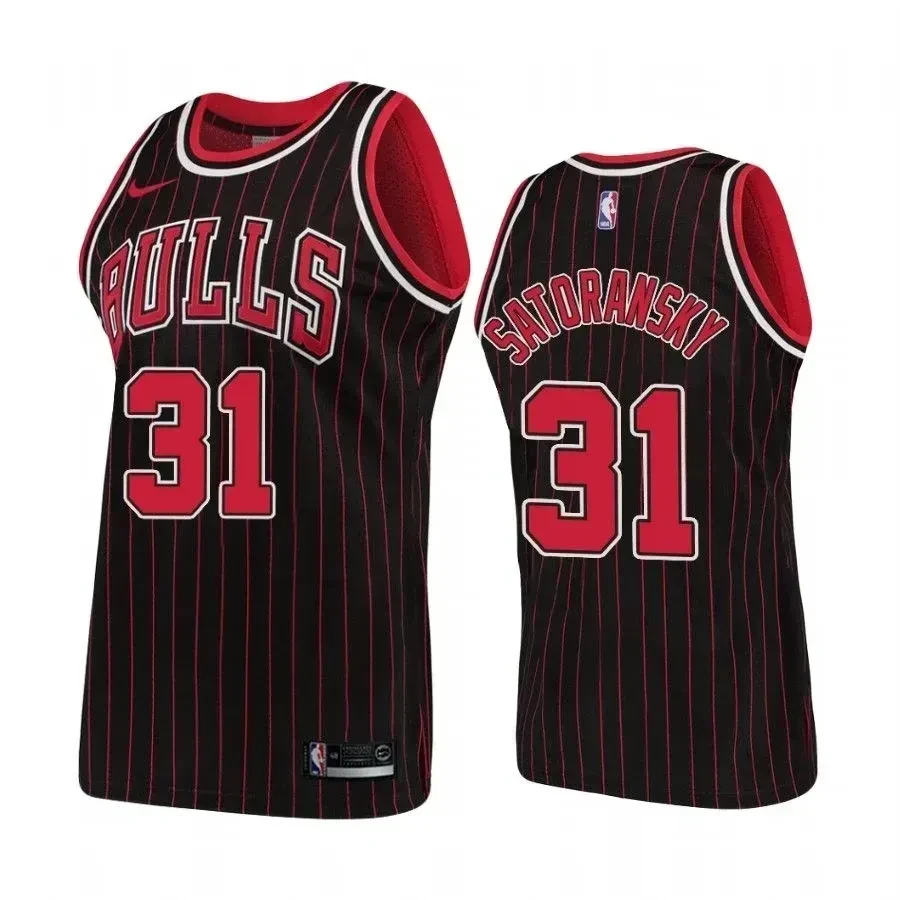 Men's Chicago Bulls 31 Tomas Satoransky Hardwood Classics Black Jersey - JS612 
