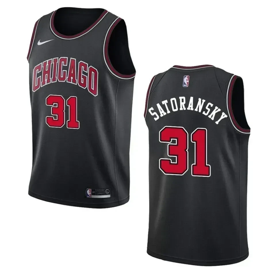 Men's Chicago Bulls 31 Tomas Satoransky Statement Swingman Jersey - Black - JS116 
