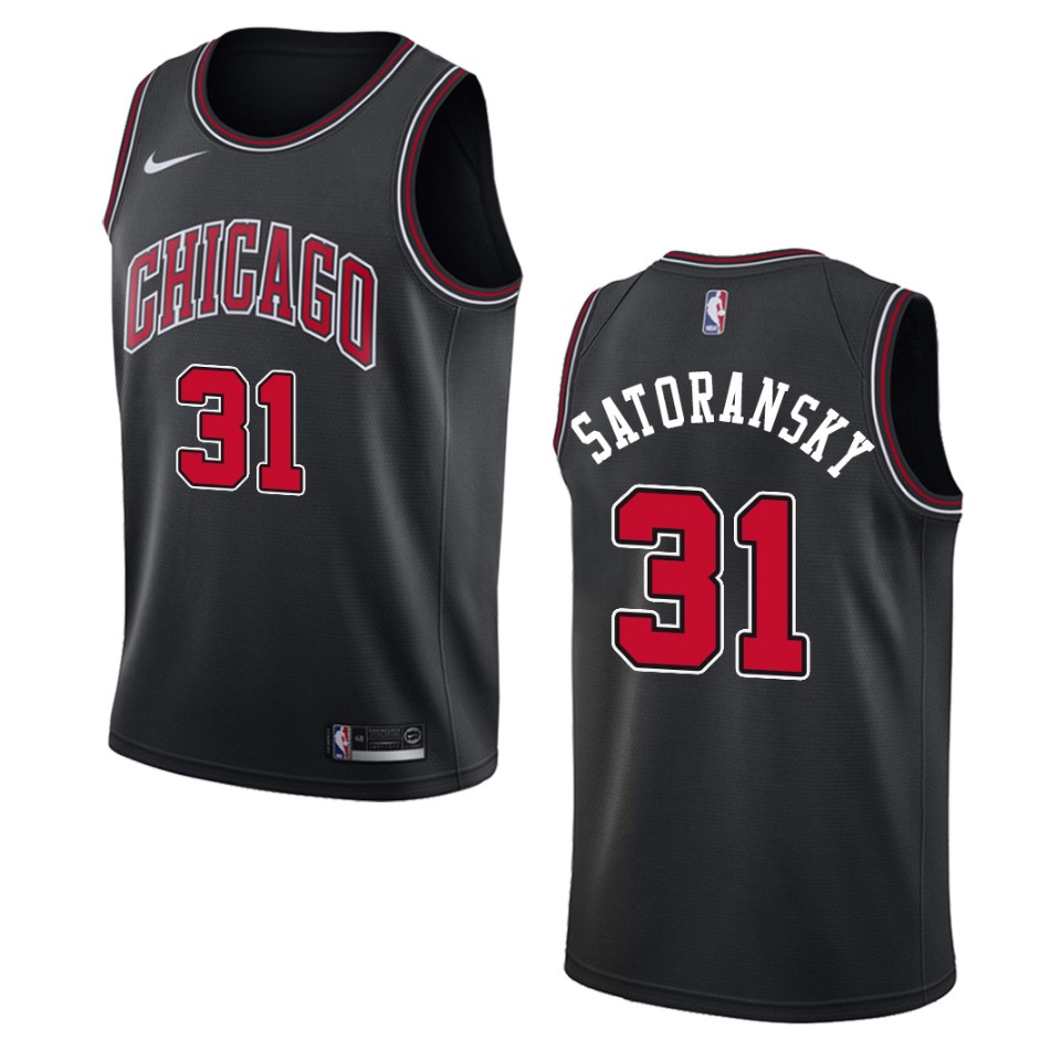 Men's Chicago Bulls #31 Tomas Satoransky Statement Swingman Jersey - Black