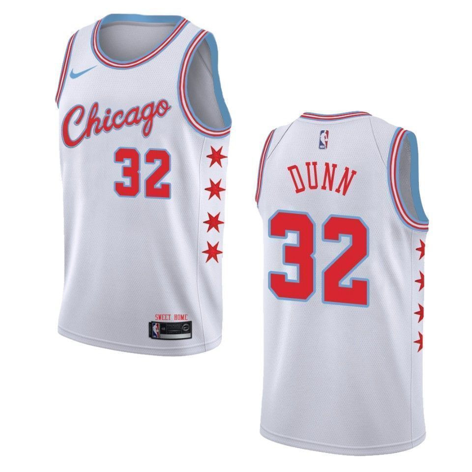 Men's Chicago Bulls 32 Kris Dunn City Swingman Jersey - Wihte - JS167 