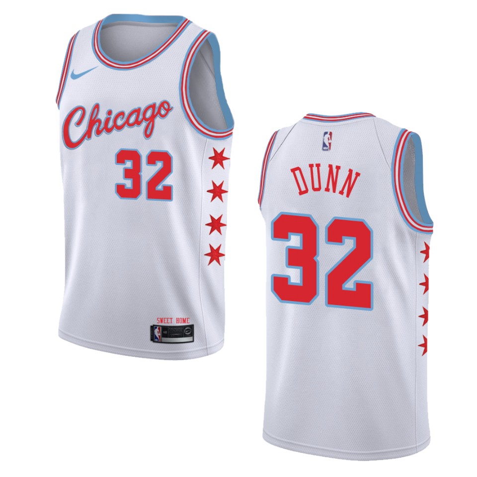 Men's Chicago Bulls #32 Kris Dunn City Swingman Jersey - Wihte