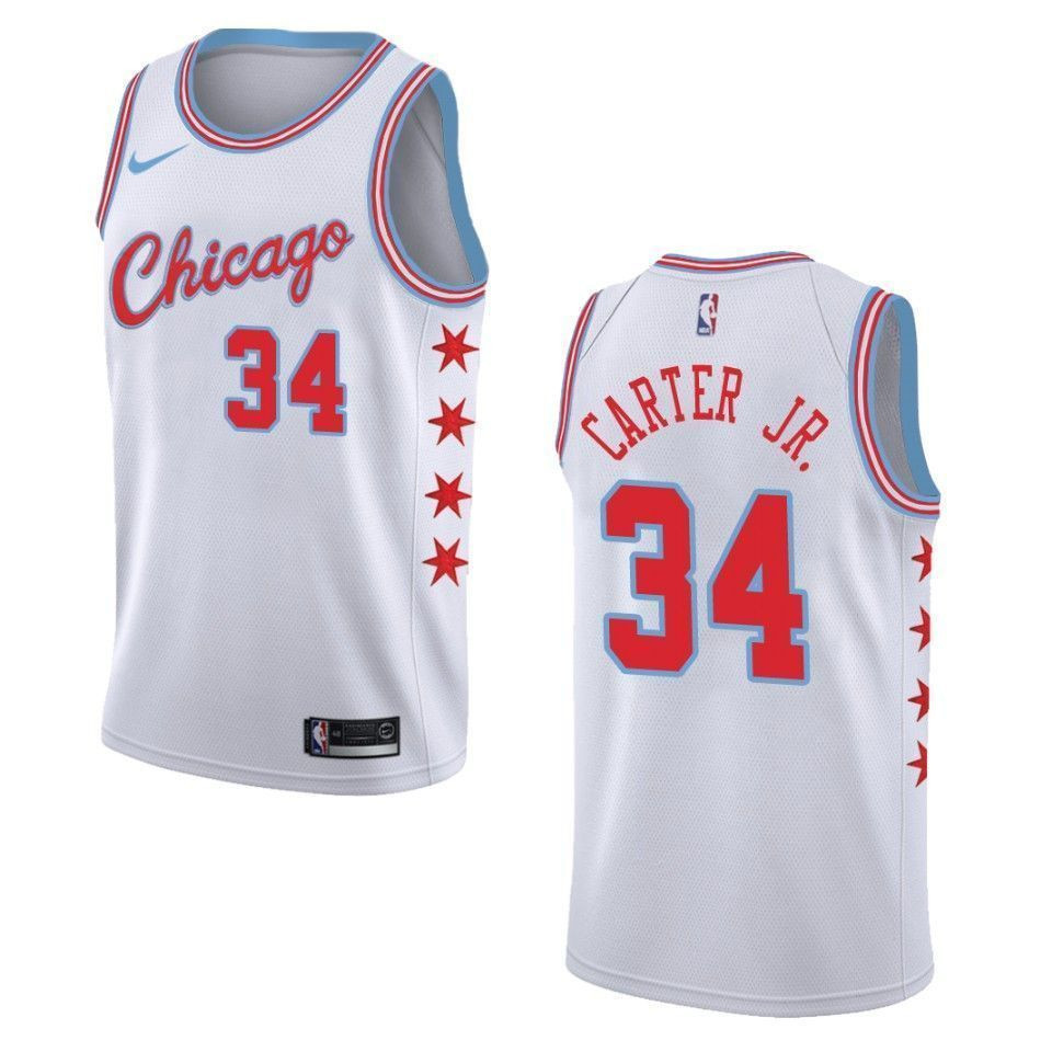 Men's Chicago Bulls 34 Wendell Carter Jr. City Swingman Jersey - White - JS200 