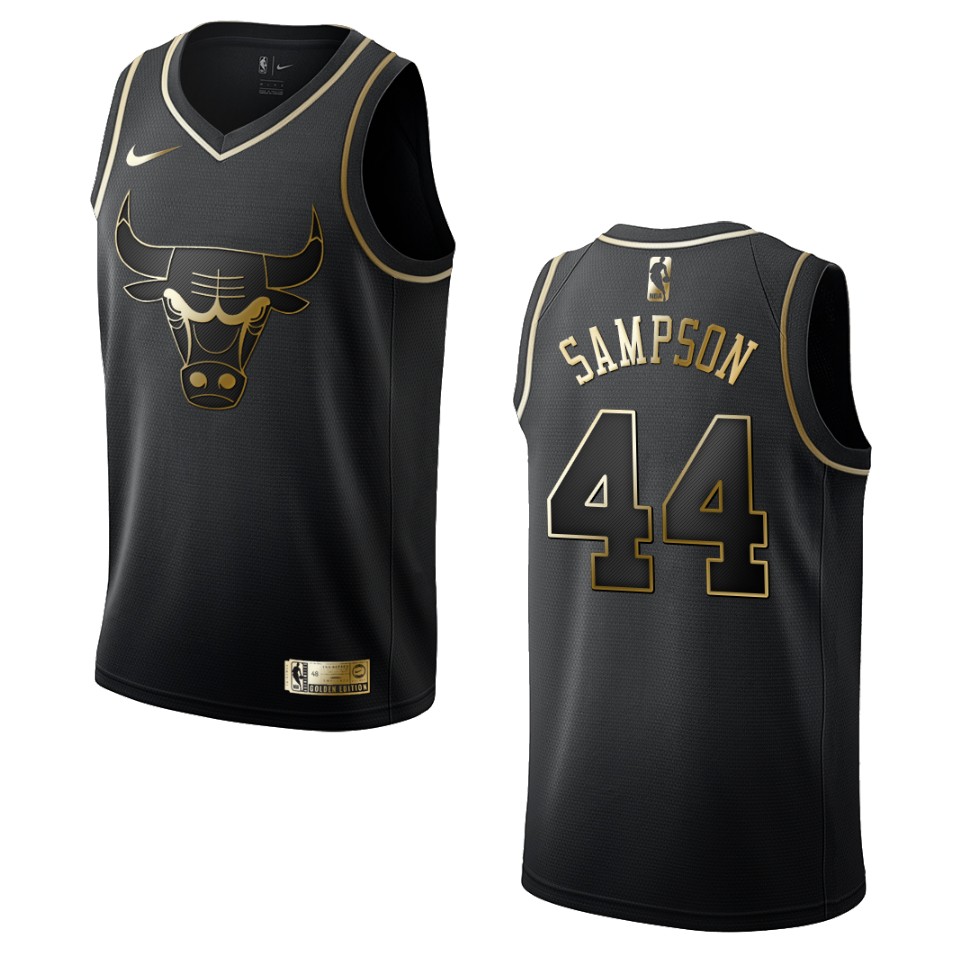 Men’s Chicago Bulls #44 Brandon Sampson Golden Edition Jersey – Black
