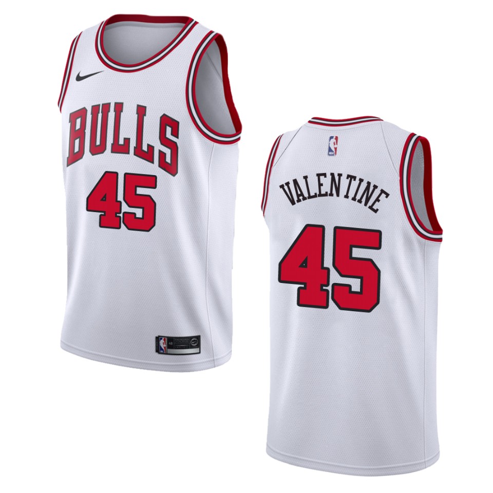 Men's Chicago Bulls #45 Denzel Valentine Association Swingman Jersey - Wihte