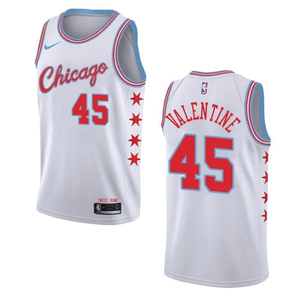 Men's Chicago Bulls 45 Denzel Valentine City Swingman Jersey - Wihte - JS765 
