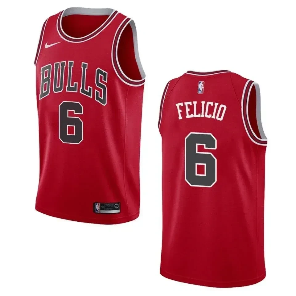 Men's Chicago Bulls 6 Cristiano Felicio Icon Swingman Jersey - Red - JS121 