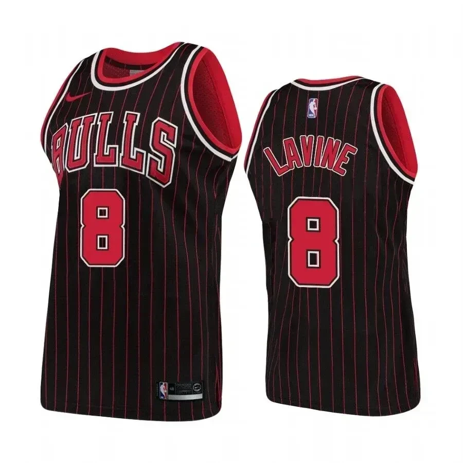 Men's Chicago Bulls 8 Zach Lavine Hardwood Classics Black Jersey - JS493 