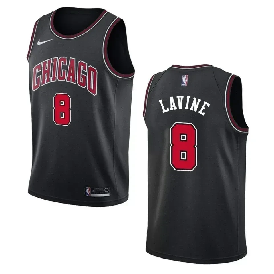 Men's Chicago Bulls 8 Zach Lavine Statement Swingman Jersey - Black - JS324 