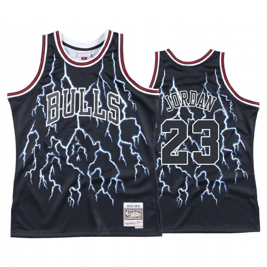 Men's Chicago Bulls Michael Jordan 23 Hardwood Classics Lightning Jersey - JS889 