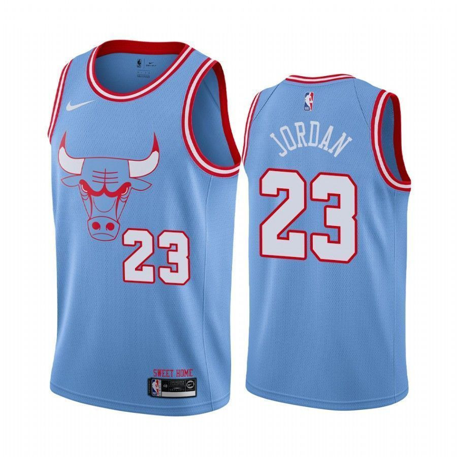 Men's Chicago Bulls Michael Jordan Blue 23 Bule City Jersey - JS370 