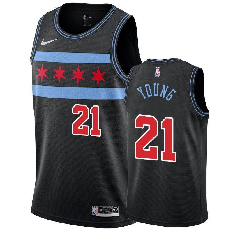 Men's Chicago Bulls Thaddeus Young 21 City Men's Jersey - JS186 