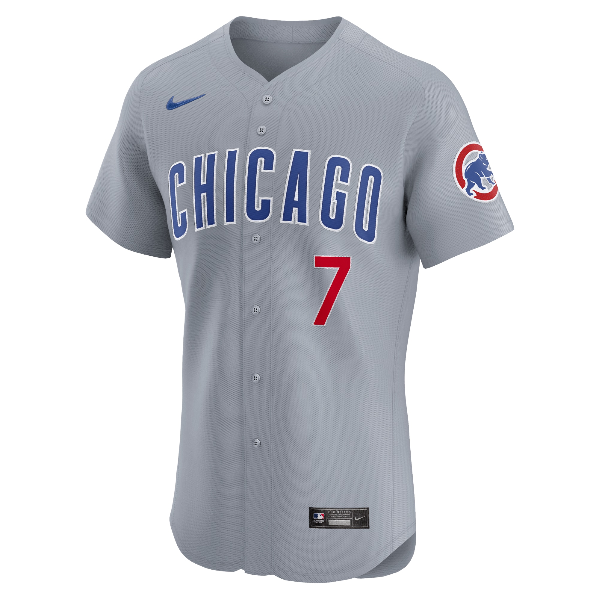 Alternative view of Men's Chicago Cubs Dansby Swanson Gray Road Elite Player Jersey