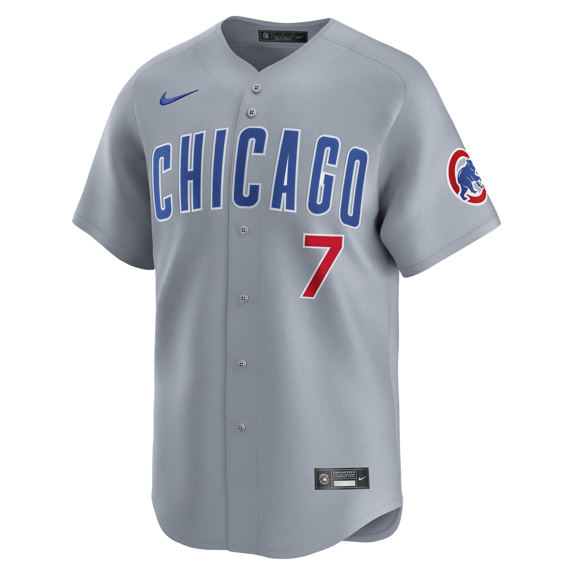Alternative view of Men's Chicago Cubs Dansby Swanson Gray Road Limited Player Jersey