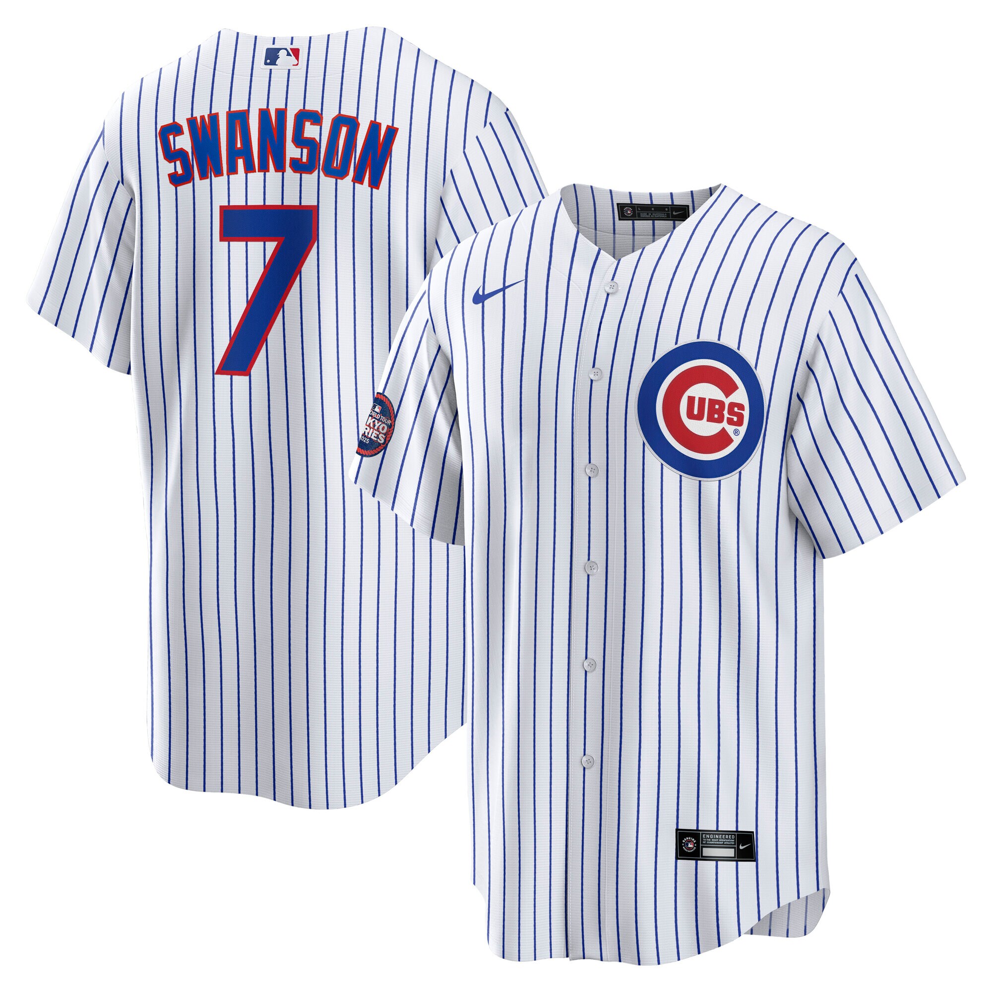 Men's Chicago Cubs Dansby Swanson White 2025 MLB World Tour: Tokyo Series Home Player Jersey