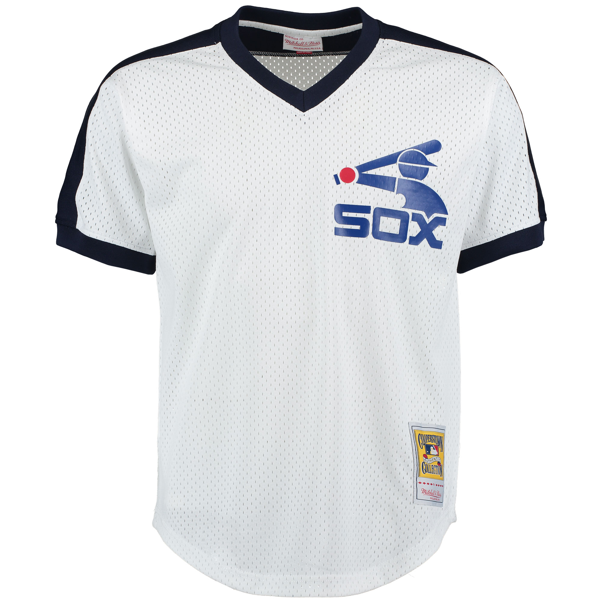 Alternative view of Men's Chicago White Sox Carlton Fisk Mitchell & Ness White Cooperstown Mesh Batting Practice Jersey