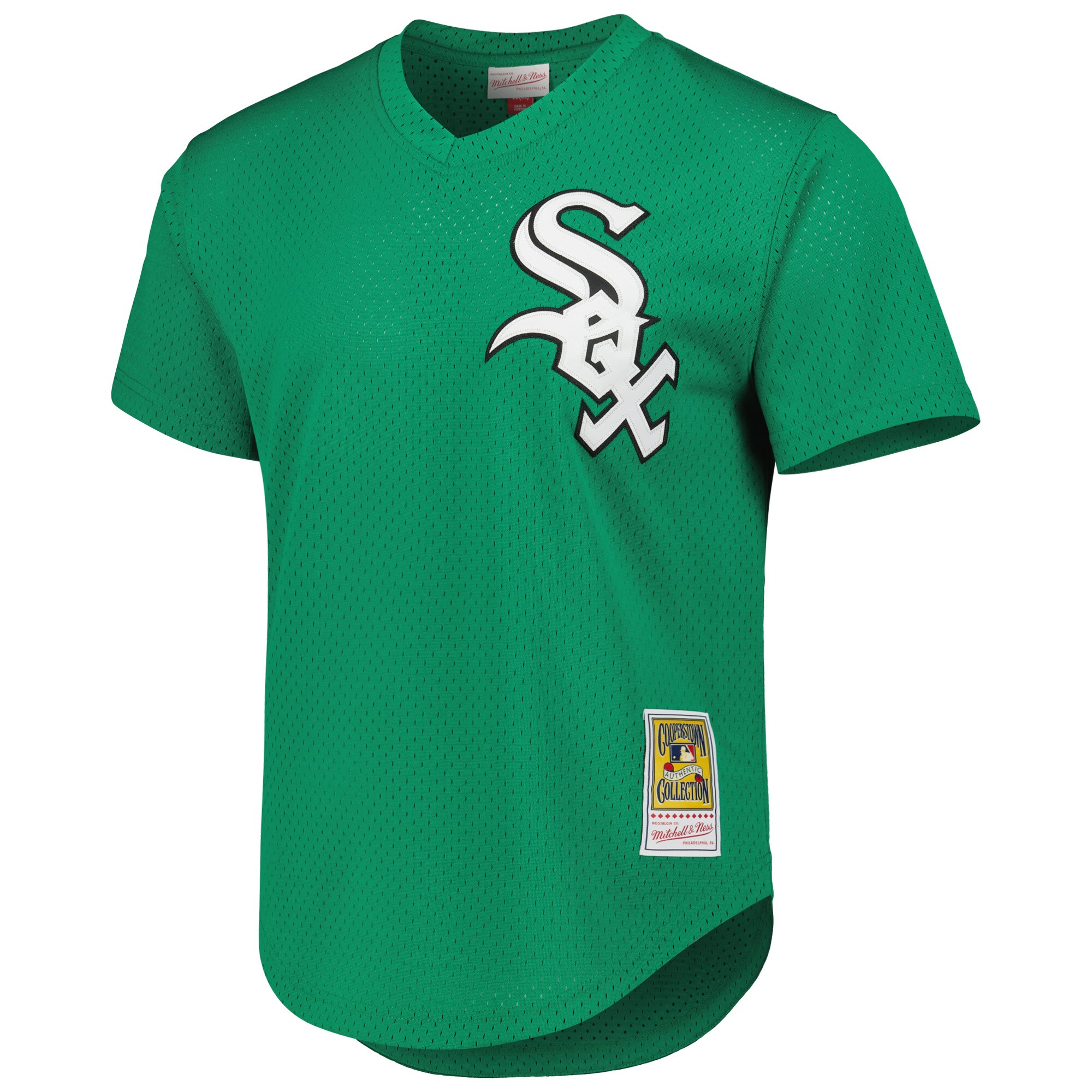 Alternative view of Men's Chicago White Sox Frank Thomas Mitchell & Ness Green Cooperstown Collection St. Patrick's Day 1996 Batting Practice Jersey