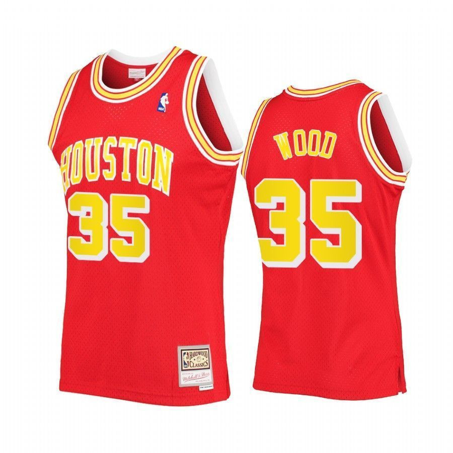 Men's Christian Wood 35 Houston Rockets Red Hardwood Classics Jersey - JS714 