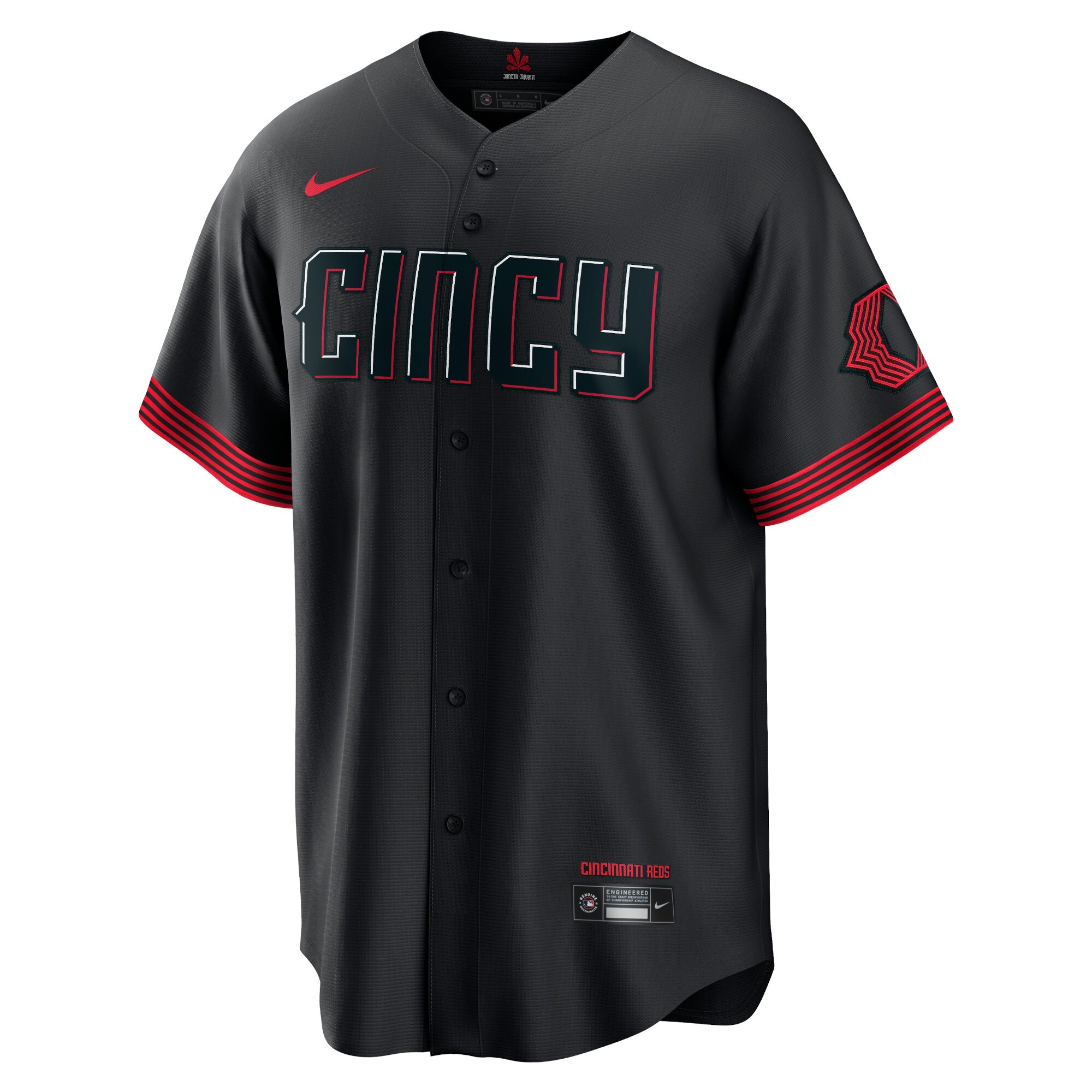 Alternative view of Men's Cincinnati Reds Barry Larkin Black City Connect Player Jersey