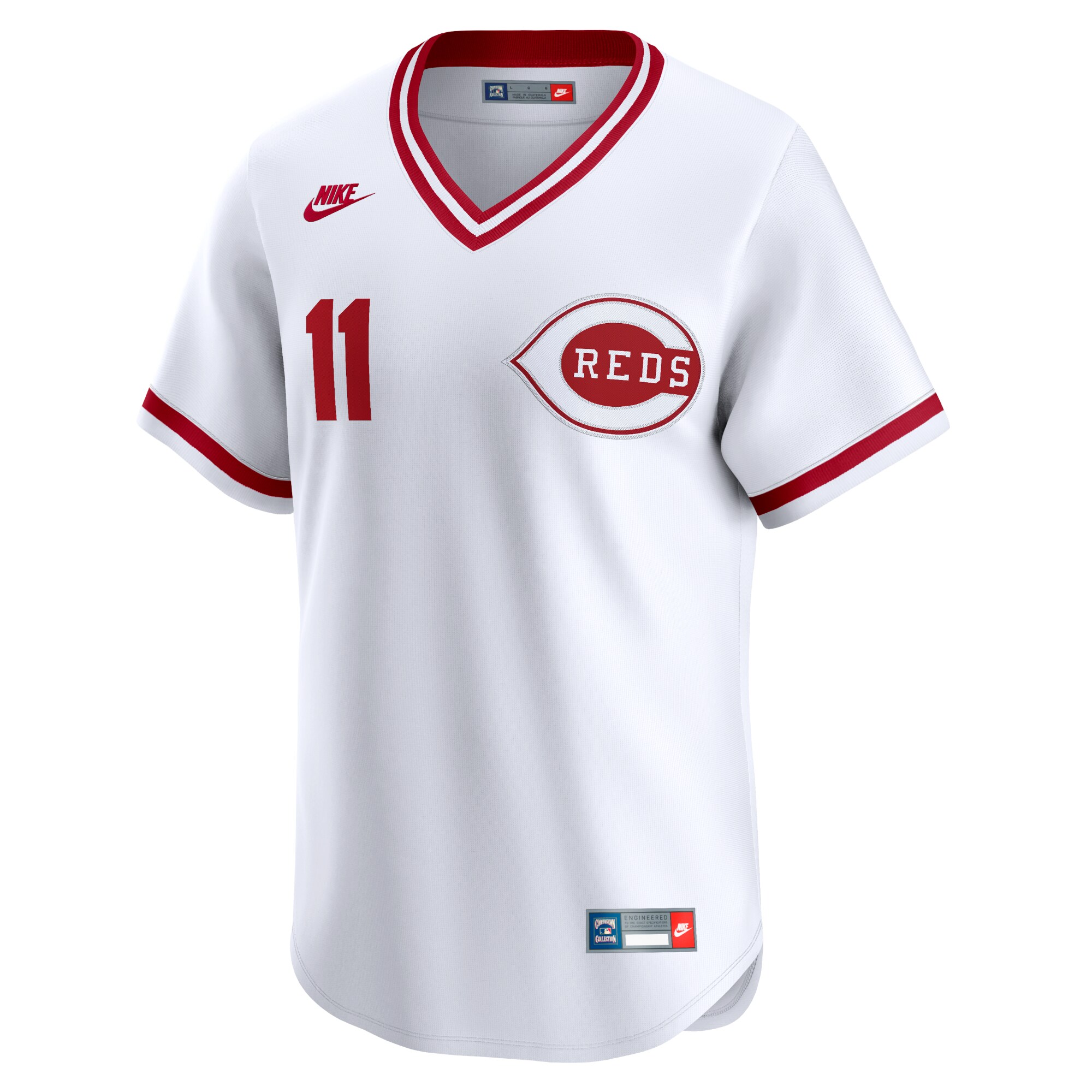 Alternative view of Men's Cincinnati Reds Barry Larkin White Throwback Cooperstown Limited Jersey