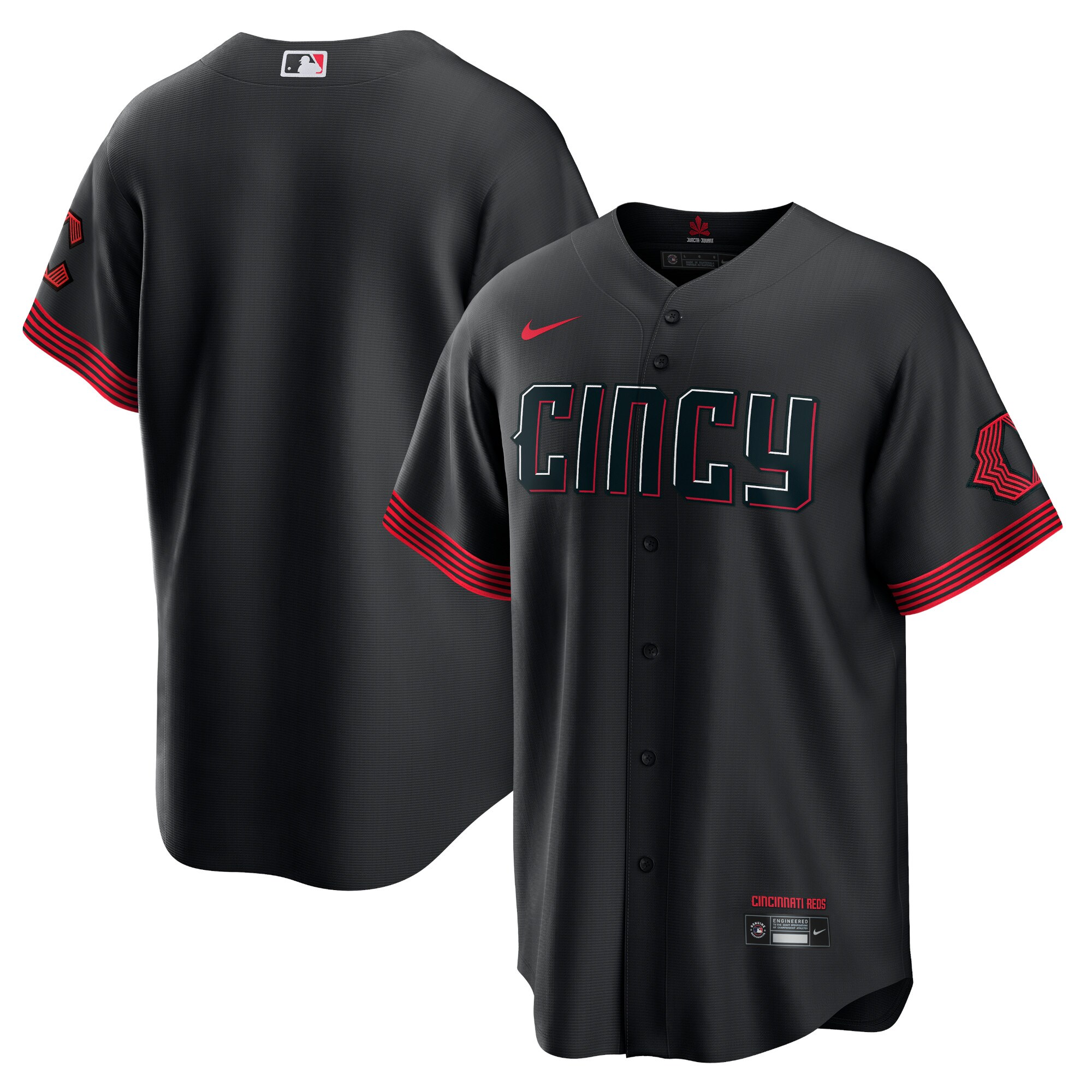 Men's Cincinnati Reds Black City Connect Jersey