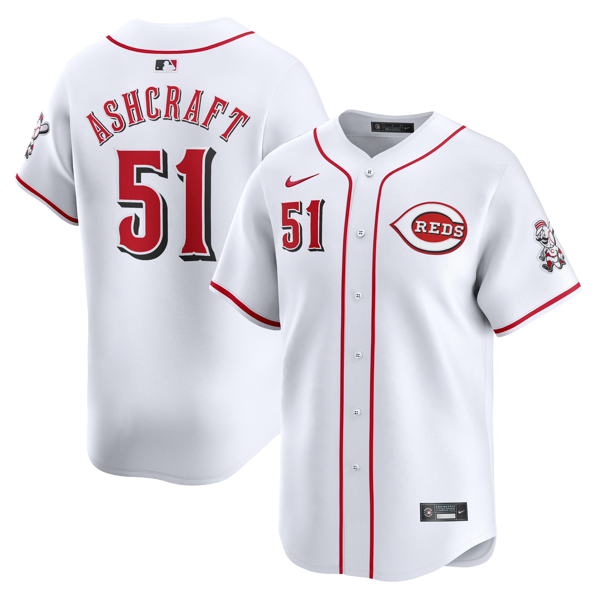 Men's Cincinnati Reds Graham Ashcraft White Home Limited Player Jersey
