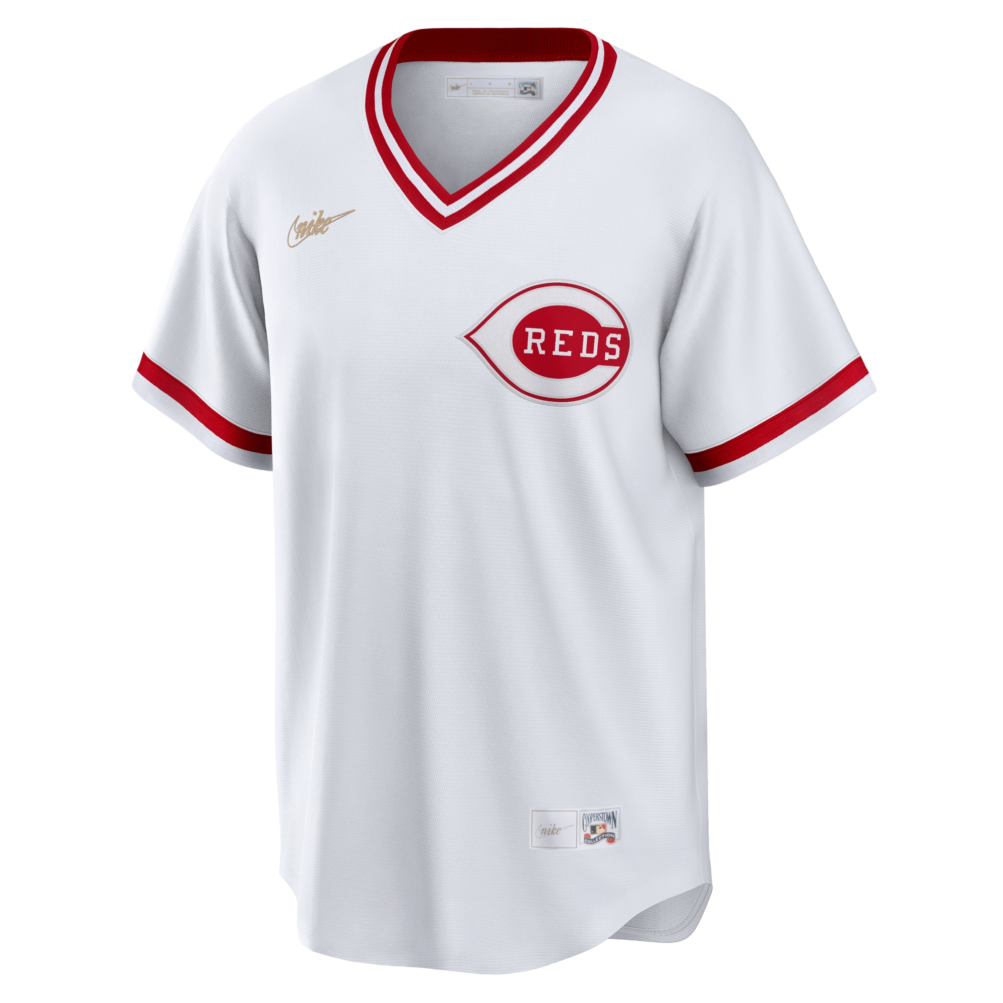 Alternative view of Men's Cincinnati Reds White Home Cooperstown Collection Team Jersey