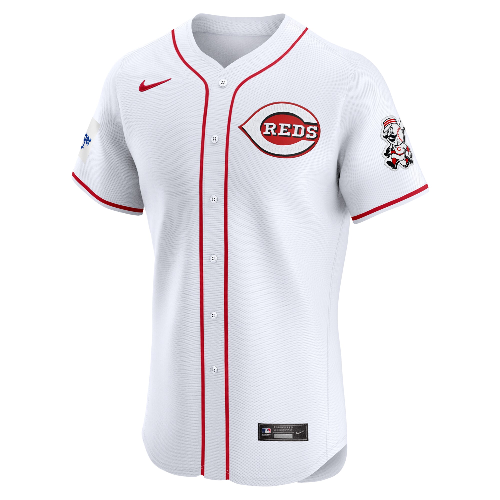 Alternative view of Men's Cincinnati Reds White Home Elite Patch Jersey