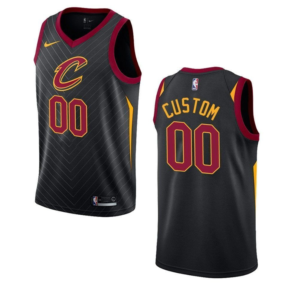 Men's Cleveland Cavaliers 00 Custom Statement Swingman Jersey - Black - JS616
