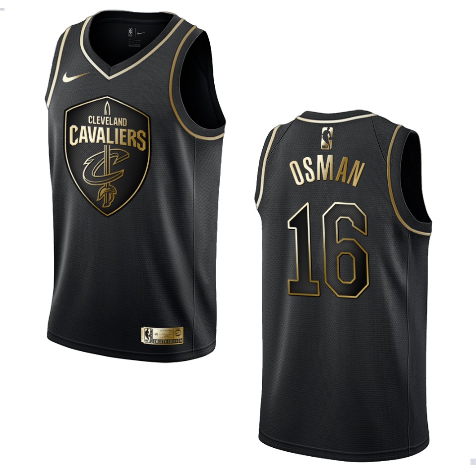 Men’s Cleveland Cavaliers #16 Cedi Osman Golden Edition Jersey – Black