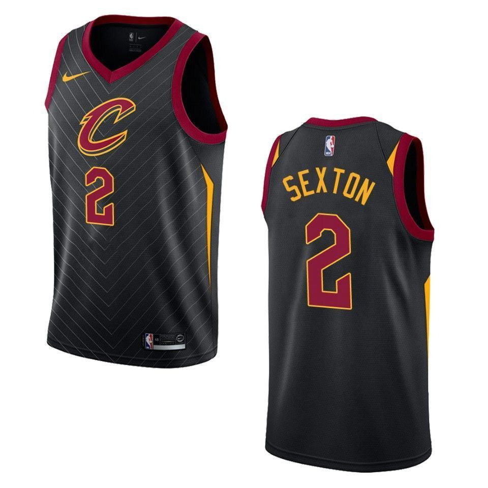Men's Cleveland Cavaliers 2 Collin Sexton Statement Swingman Jersey - Black - JS471