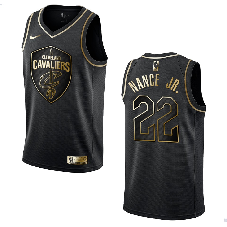 Men’s Cleveland Cavaliers #22 Larry Nance Jr. Golden Edition Jersey – Black