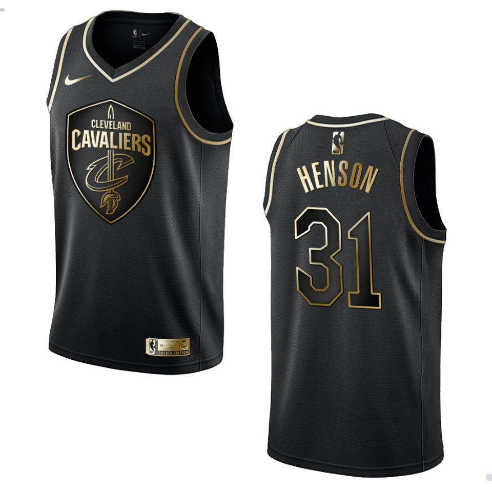 Men’s Cleveland Cavaliers #31 John Henson Golden Edition Jersey – Black