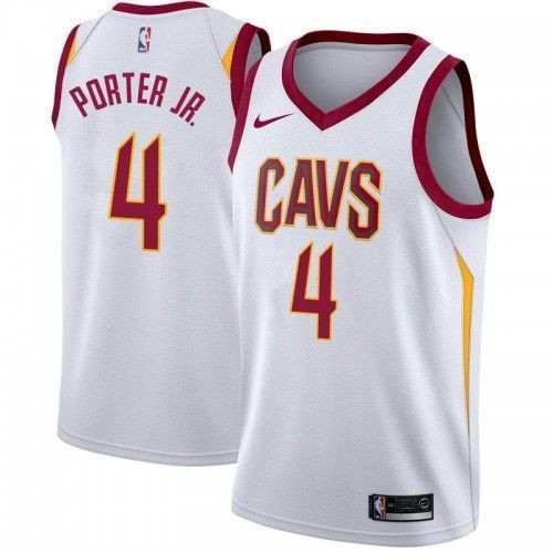 Men's Cleveland Cavaliers 4 Kevin Porter Jr. Association Swingman Jersey - White - JS382