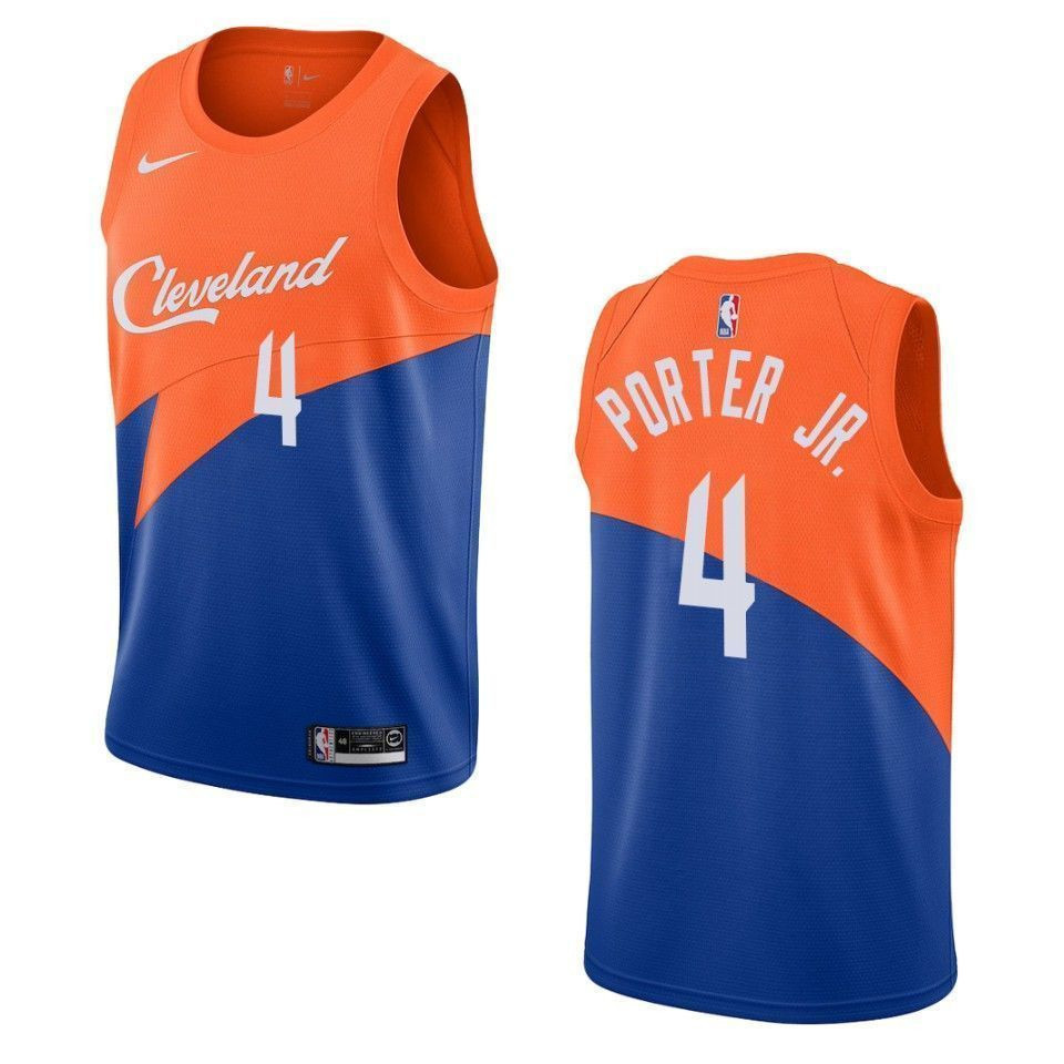 Men's Cleveland Cavaliers 4 Kevin Porter Jr. City Swingman Jersey - Blue - JS431