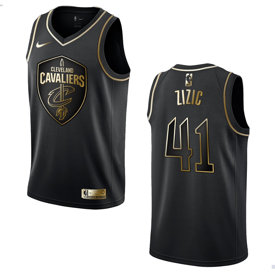 Men’s Cleveland Cavaliers #41 Ante Zizic Golden Edition Jersey – Black