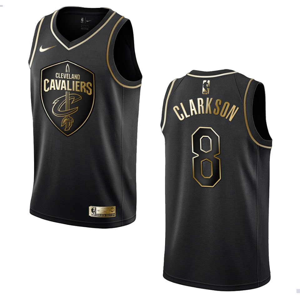 Men’s Cleveland Cavaliers #8 Jordan Clarkson Golden Edition Jersey – Black