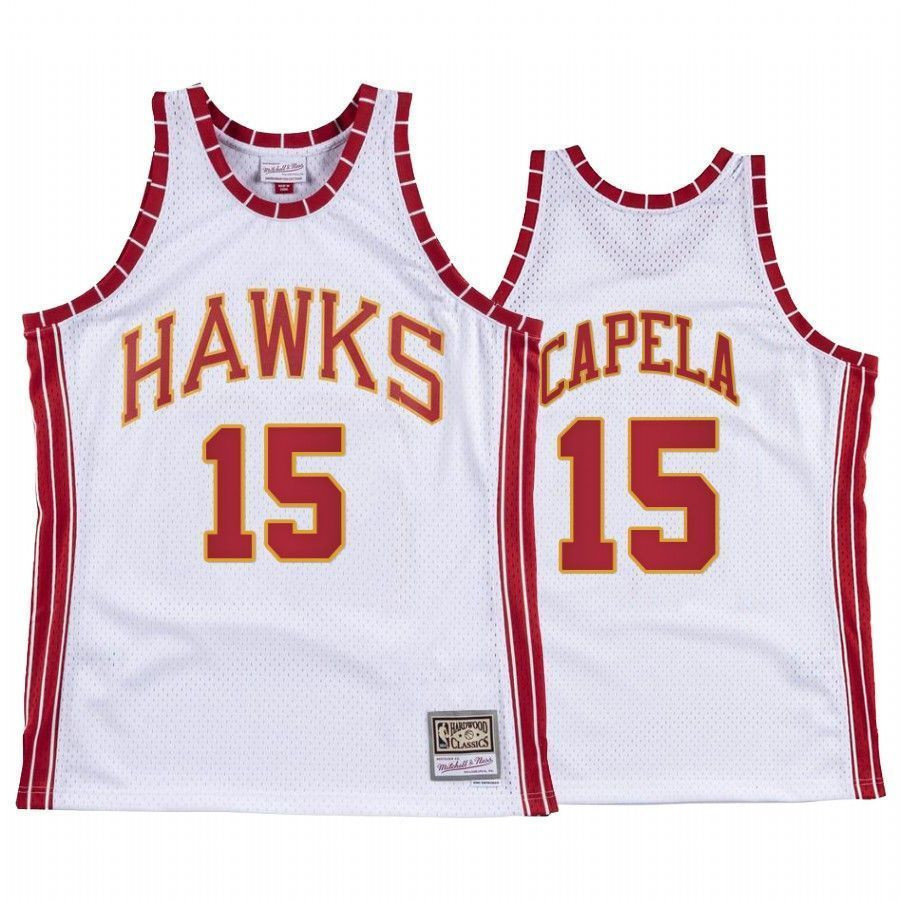 Men's Clint Capela 15 Atlanta Hawks Hardwood Classics Jersey White - JS700 