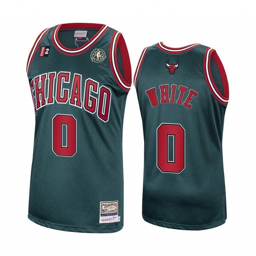 Men's Coby White 0 Chicago Bulls Green Hardwood Classics Jersey - JS933 