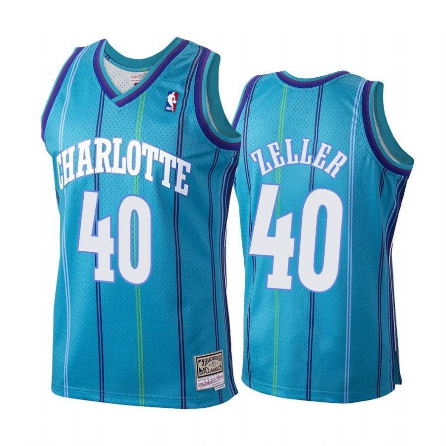 Men's Cody Zeller 40 Charlotte Hornets Hardwood Classics Jersey Teal - JS977 
