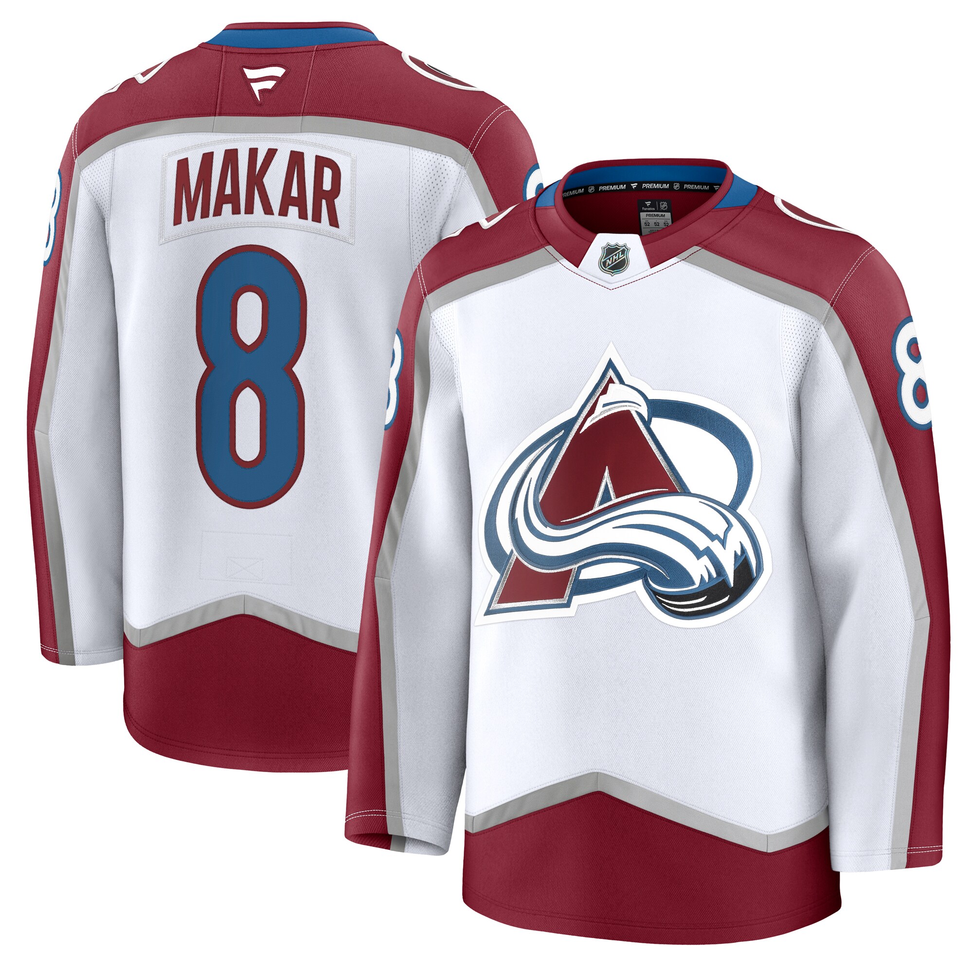 Men's Colorado Avalanche Cale Makar White Away Premium Jersey - JS775 