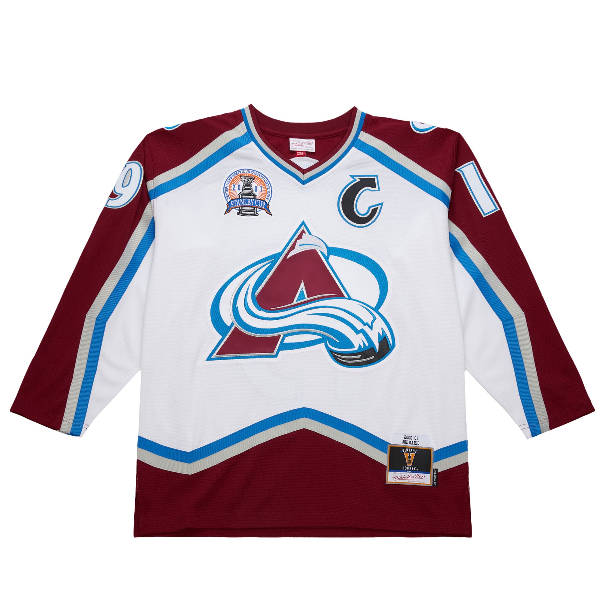 Alternative view of Men's Colorado Avalanche Joe Sakic White 2000-01 Power Play Jersey - JS986 