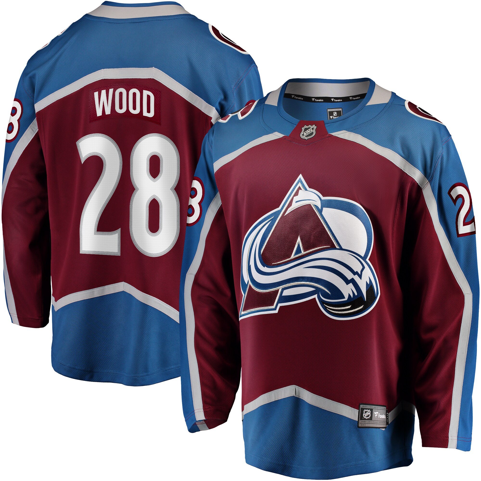 Men's Colorado Avalanche Miles Wood Maroon Home Breakaway Jersey - JS534 