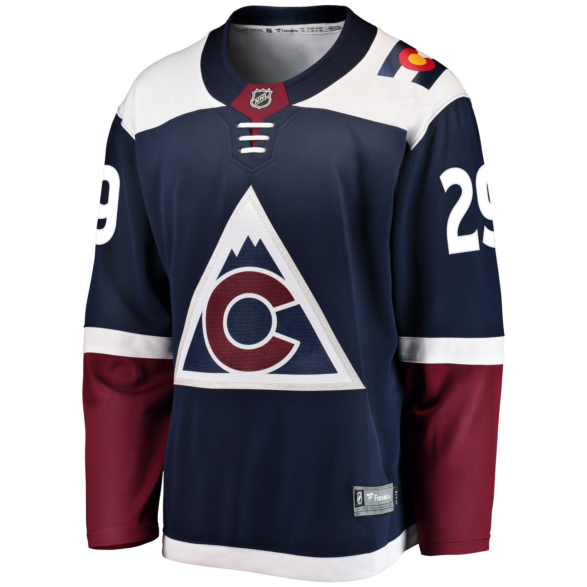 Alternative view of Men's Colorado Avalanche Nathan MacKinnon Navy Alternate Breakaway Player Jersey - JS292 