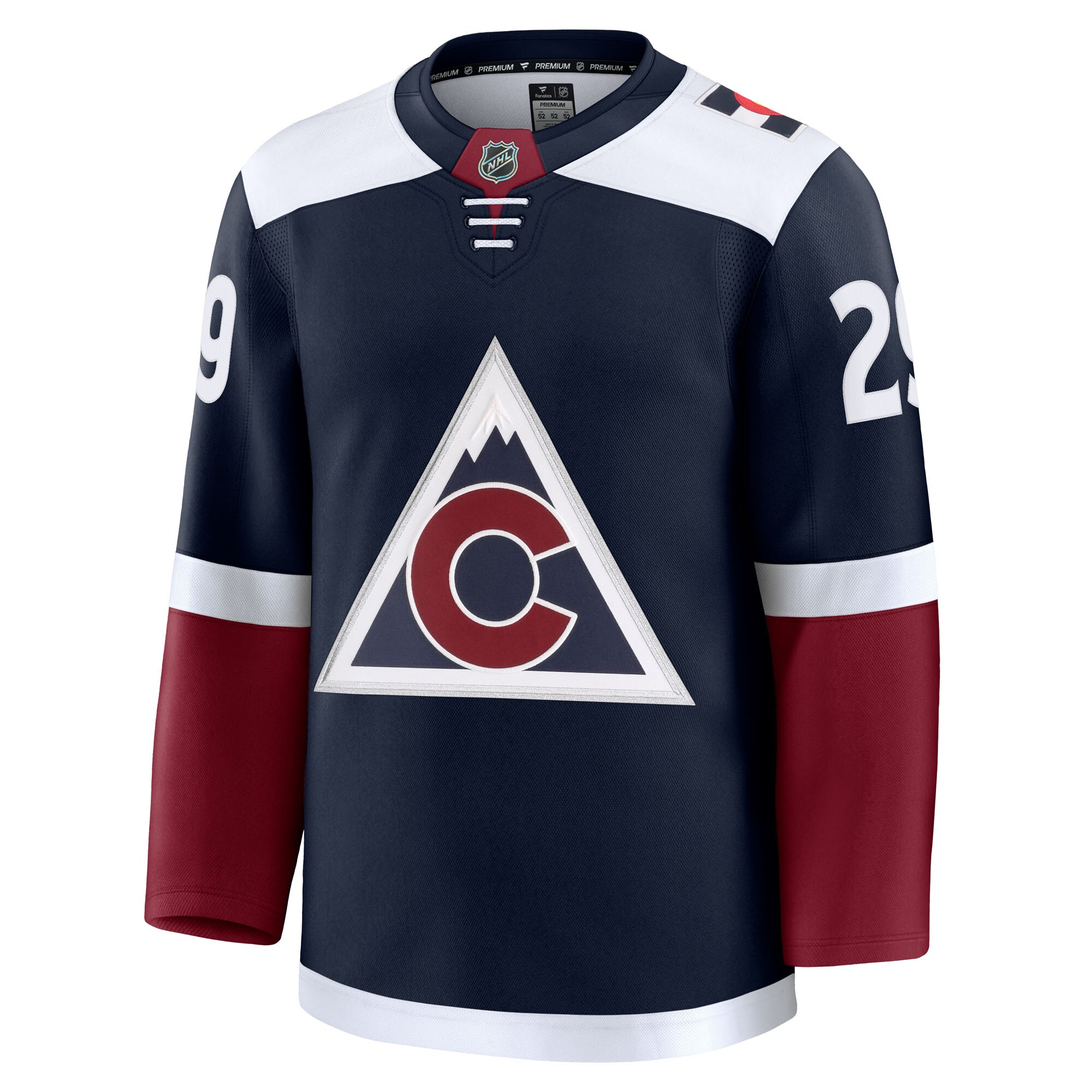 Alternative view of Men's Colorado Avalanche Nathan MacKinnon Navy Alternate Premium Jersey - JS164 