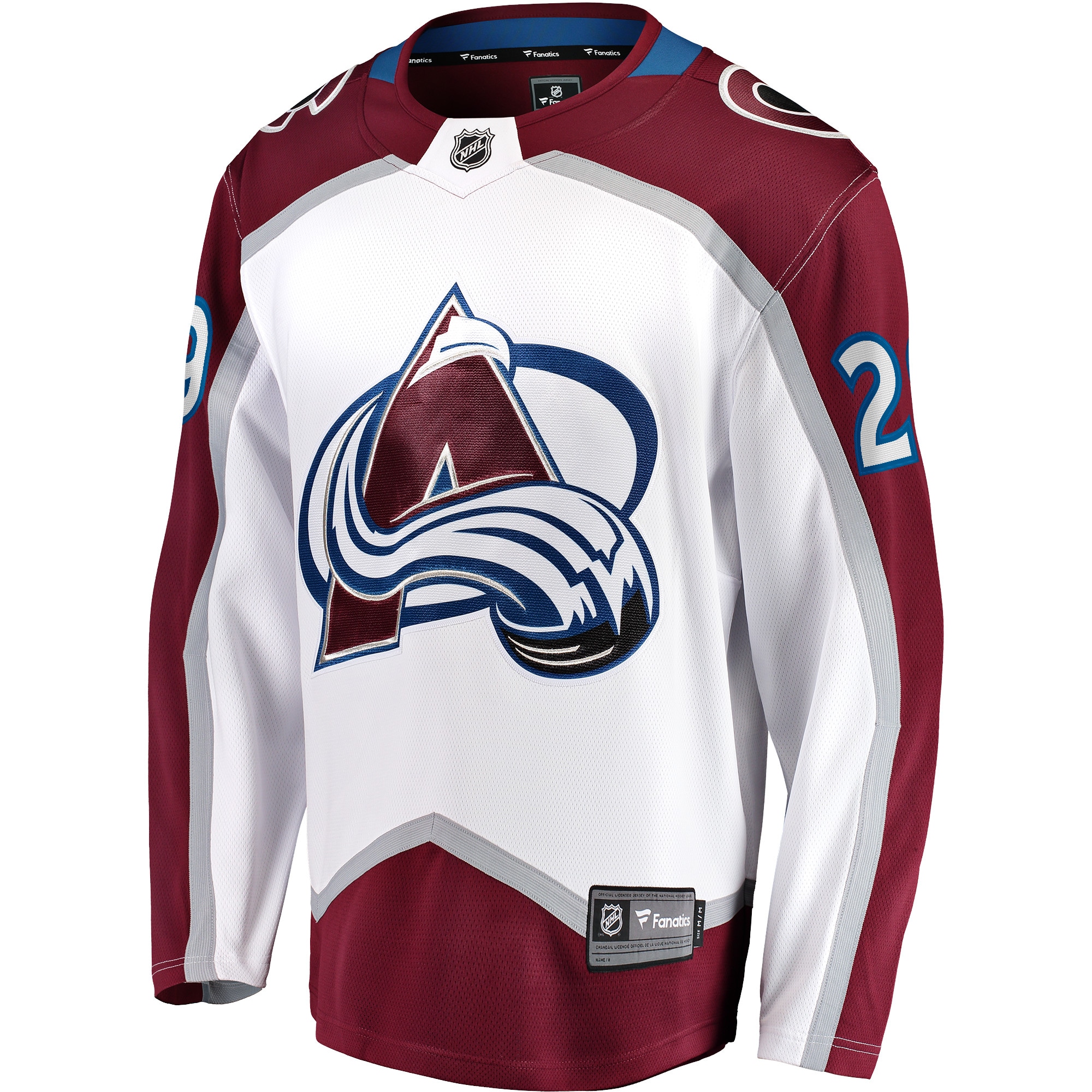 Alternative view of Men's Colorado Avalanche Nathan MacKinnon White Away Premier Breakaway Player Jersey - JS308 