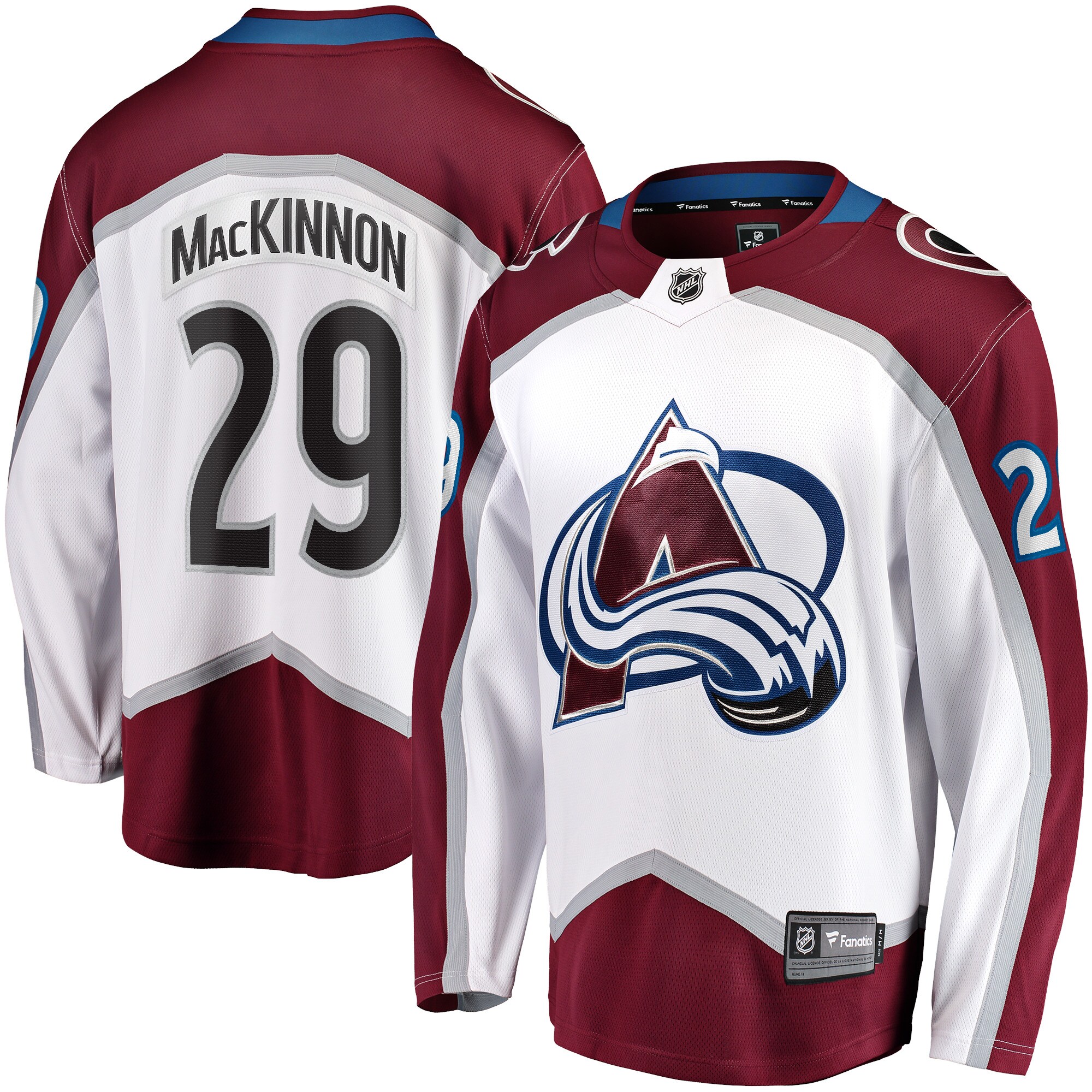 Men's Colorado Avalanche Nathan MacKinnon White Away Premier Breakaway Player Jersey - JS915 