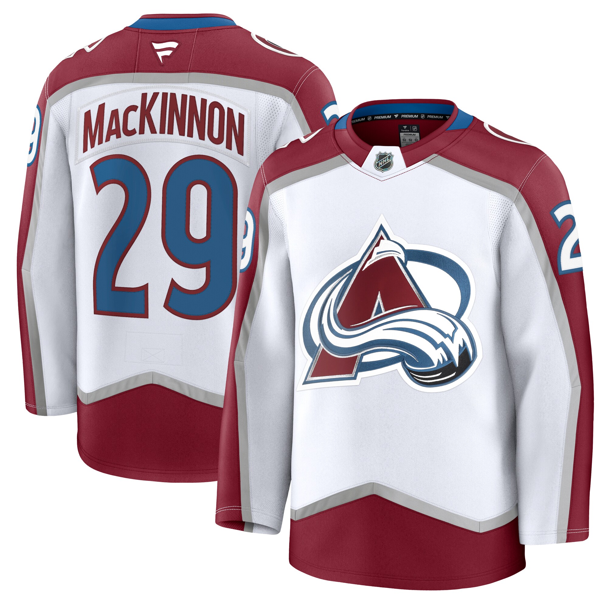 Men's Colorado Avalanche Nathan MacKinnon White Away Premium Jersey - JS910 